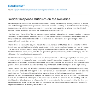 Reader Response Criticism on the Necklace