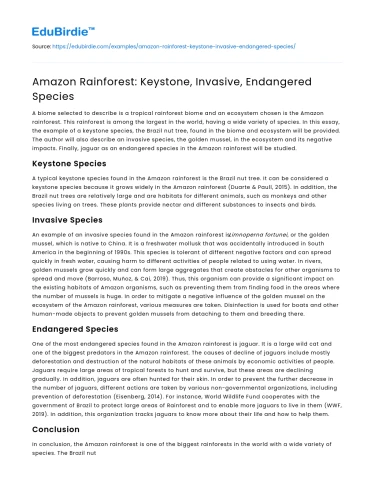 Invasive Species in the Amazon Rainforest