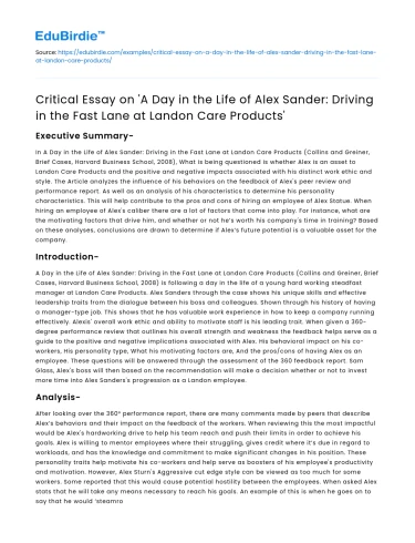 A Day in the Life of Alex Sander’