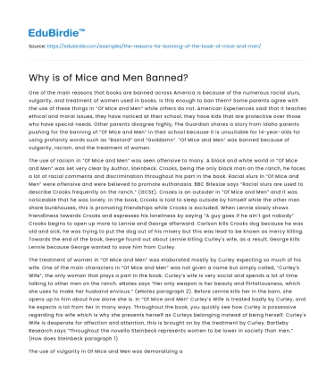 Why is of Mice and Men Banned?