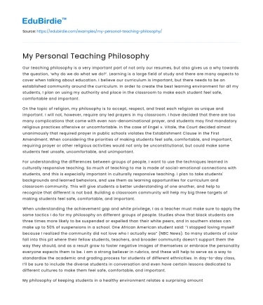 My Personal Teaching Philosophy