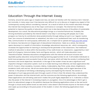 Education Through the Internet: Essay