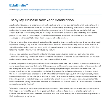 Essay My Chinese New Year Celebration
