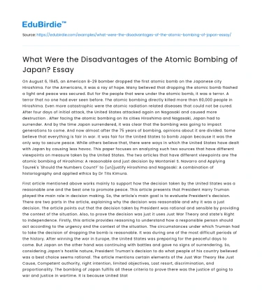 What Were the Disadvantages of the Atomic Bombing of Japan? Essay