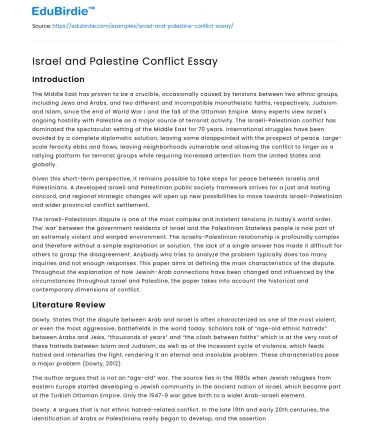 Israel and Palestine Conflict Essay