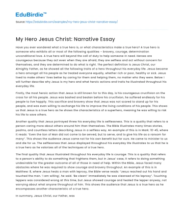 My Hero Jesus Christ: Narrative Essay