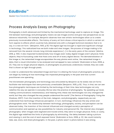 Process Analysis Essay on Photography
