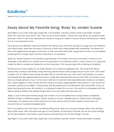Essay about My Favorite Song: ‘Body’ by Jordan Suaste