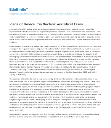 Ideas on Revive Iran Nuclear: Analytical Essay