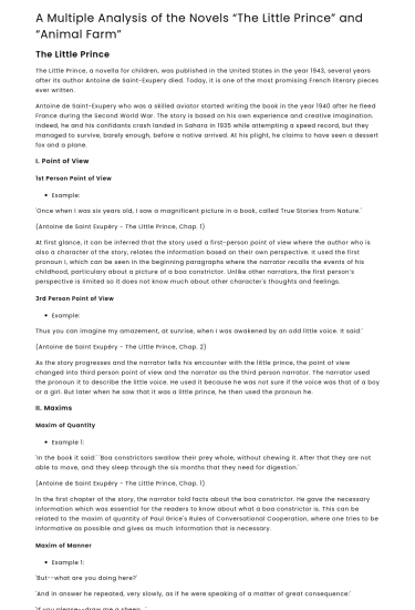 A Multiple Analysis of the Novels “The Little Prince” and “Animal Farm”