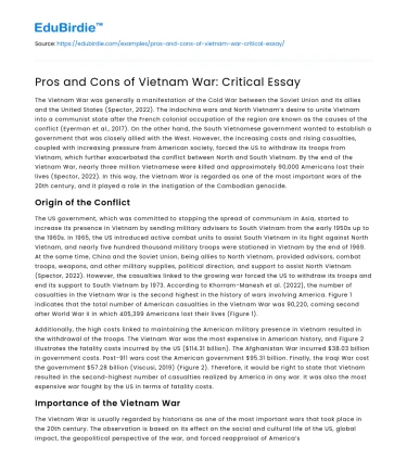 Pros and Cons of Vietnam War: Critical Essay