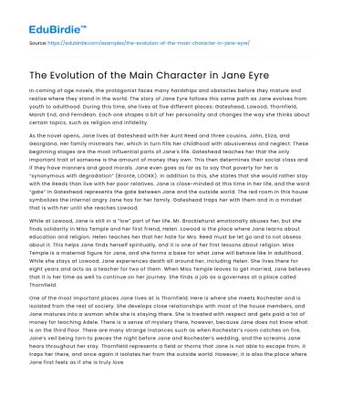 The Evolution of the Main Character in Jane Eyre