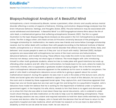 Biopsychological Analysis of A Beautiful Mind