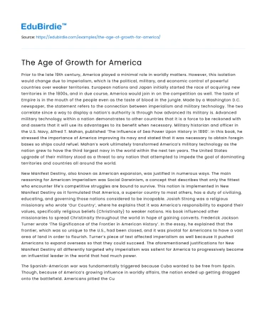 The Age of Growth for America