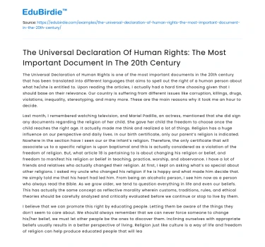 Universal Declaration of Human Rights: A 20th Century Milestone