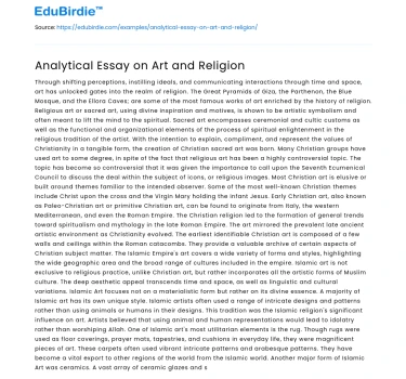 Analytical Essay on Art and Religion