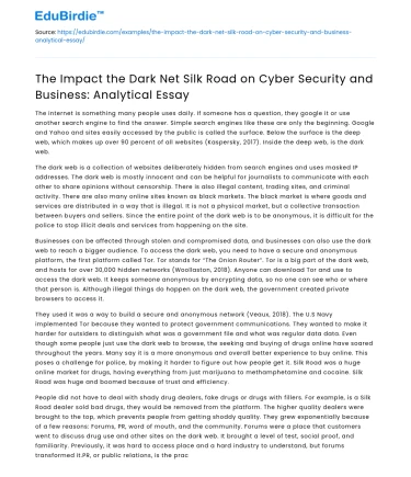 Dark Net Silk Road’s Impact on Cyber Security & Business: Analysis