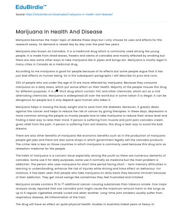 Marijuana’s Dual Role in Health and Disease