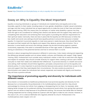 Essay on Why Is Equality the Most Important