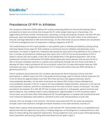 Prevalence Of PFP In Athletes