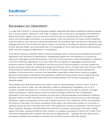 Rousseau on Liberalism