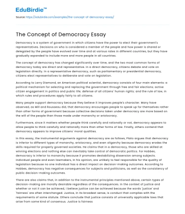 The Concept of Democracy Essay