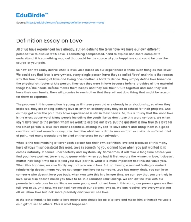 Definition Essay on Love