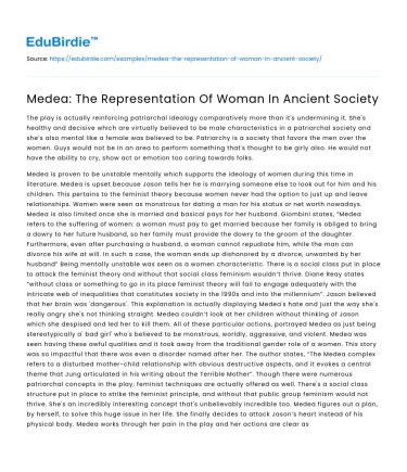 Medea and the Female Archetype in Antiquity