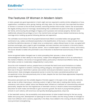 The Features Of Women In Modern Islam