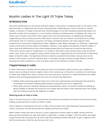 The Impact of Triple Talaq on Muslim Women