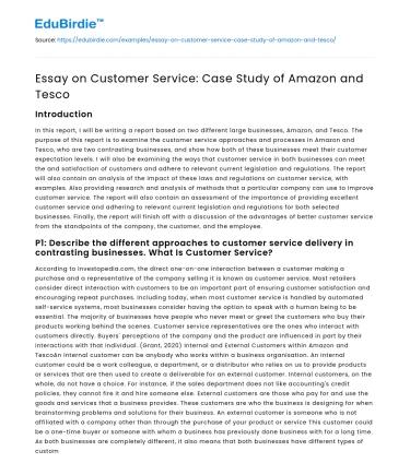 Essay on Customer Service: Case Study of Amazon and Tesco