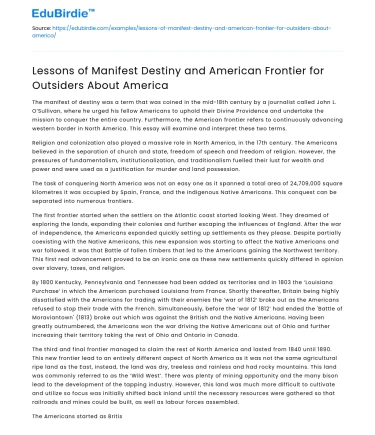 Manifest Destiny & American Frontier for Outsiders