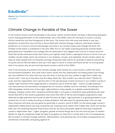Climate Change in Parable of the Sower