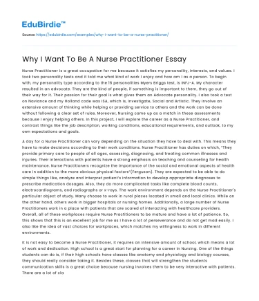 Why I Want To Be A Nurse Practitioner Essay