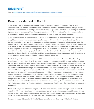 Descartes Method of Doubt