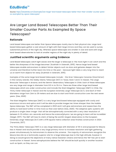 Land vs Space Telescopes: Size Impact