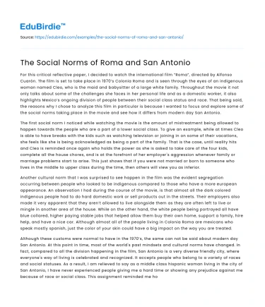 The Social Norms of Roma and San Antonio