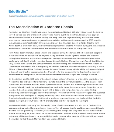 The Assassination of Abraham Lincoln