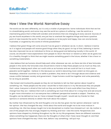 How I View the World: Narrative Essay