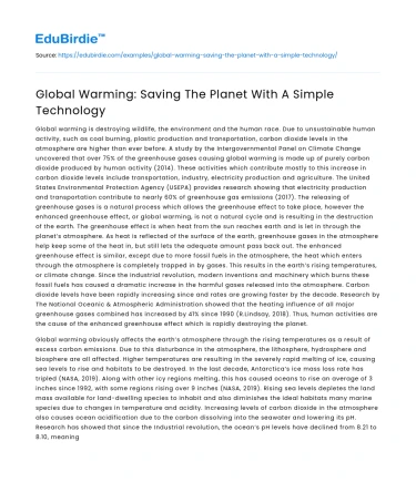Global Warming: Saving The Planet With A Simple Technology