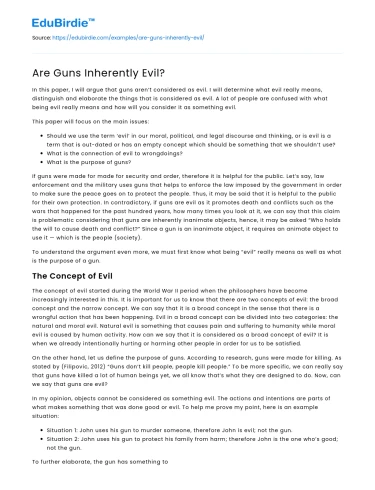 Are Guns Inherently Evil?