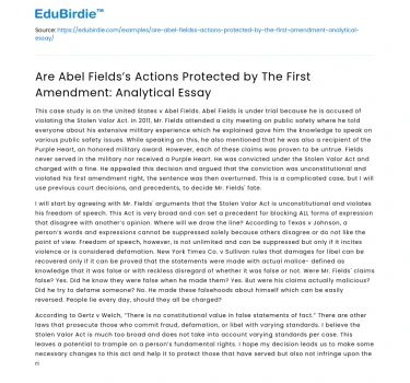 Abel Fields: First Amendment Protection?