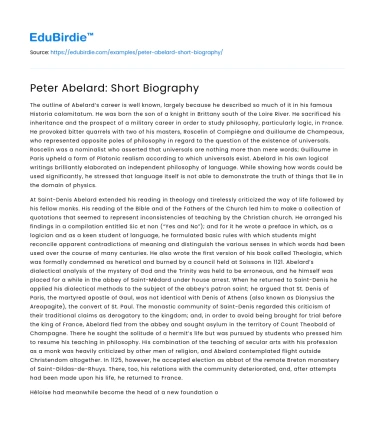 Peter Abelard: Short Biography