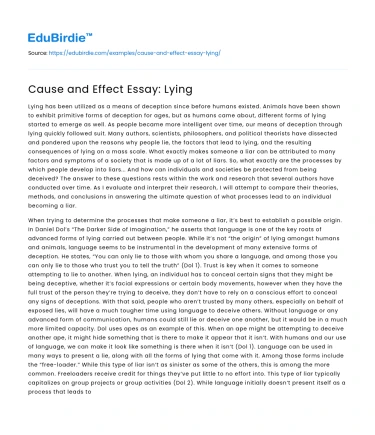 Cause and Effect Essay: Lying