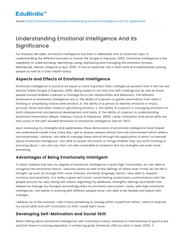 Understanding Emotional Intelligence And Its Significance