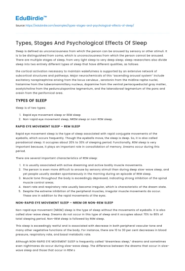 Sleep: Types, Stages, and Effects