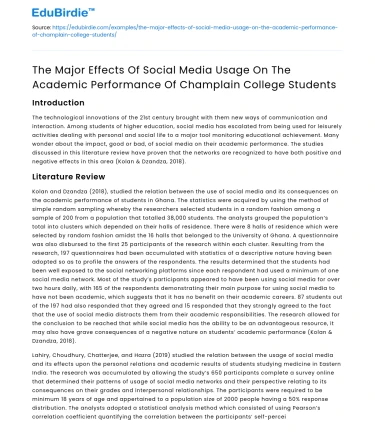 Impact of Social Media on Champlain College Students’ Academic Performance