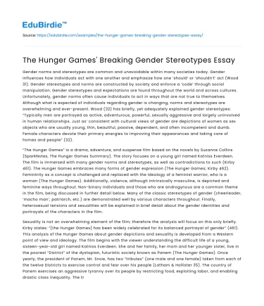 The Hunger Games’ Breaking Gender Stereotypes Essay