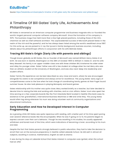 A Timeline Of Bill Gates’ Early Life, Achievements And Philanthropy