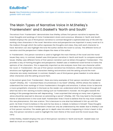 Narrative Voice in ‘Frankenstein’ and ‘North and South’